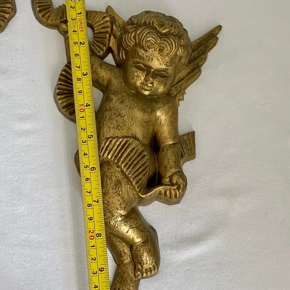 Vtg Gold Cherub Angel Wall‎ Hangings 1970’s